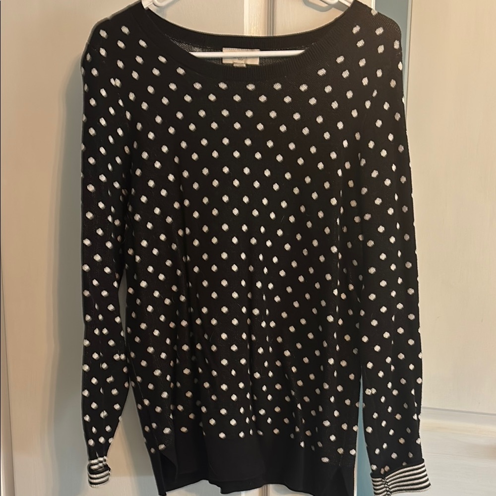 LOFT Black and White Polka Dot Sweater